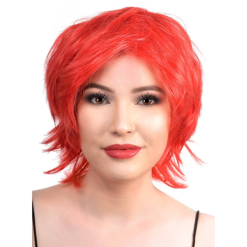 Short Bright Red Pixie Cut Womens Costume Wig