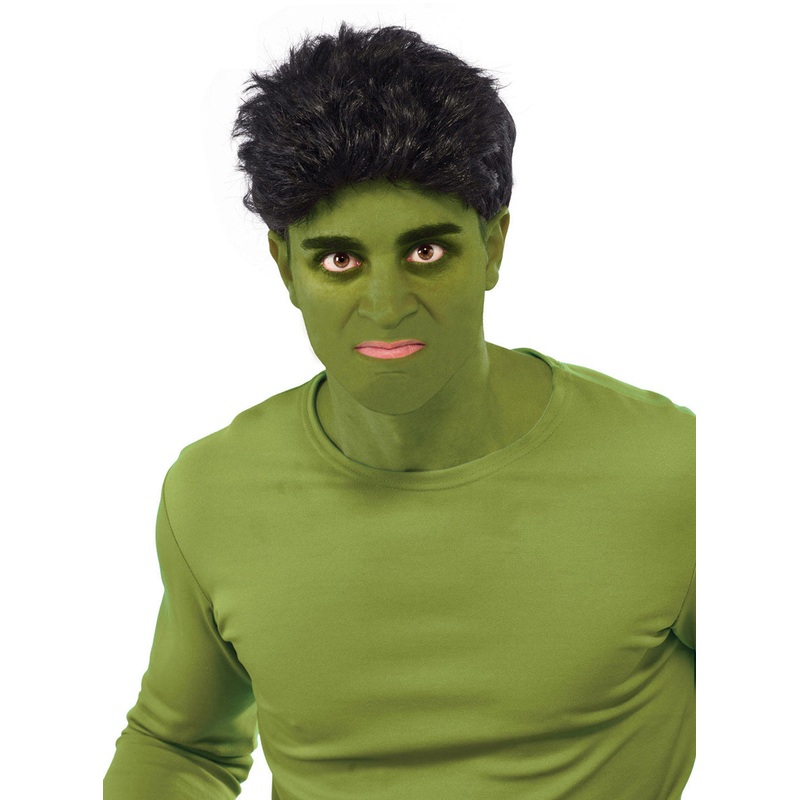 The Hulk Mens Short Black Marvel Superhero Costume Wig