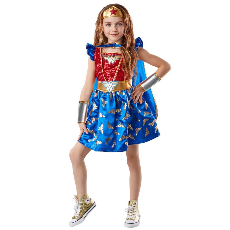 Wonder Woman Premium Girls Sequined Superhero Costume 3-5