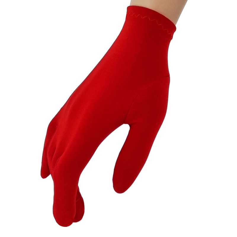 Wrist Length Red Stretch Fabric Costume Gloves