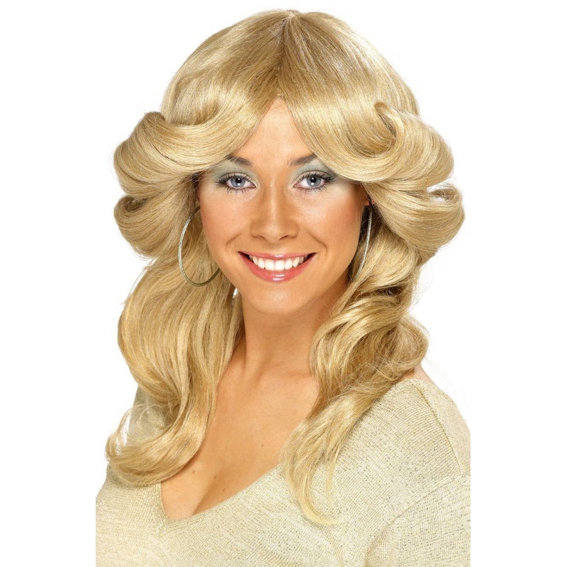 70s Flick Blonde Womens Disco Costume Wig