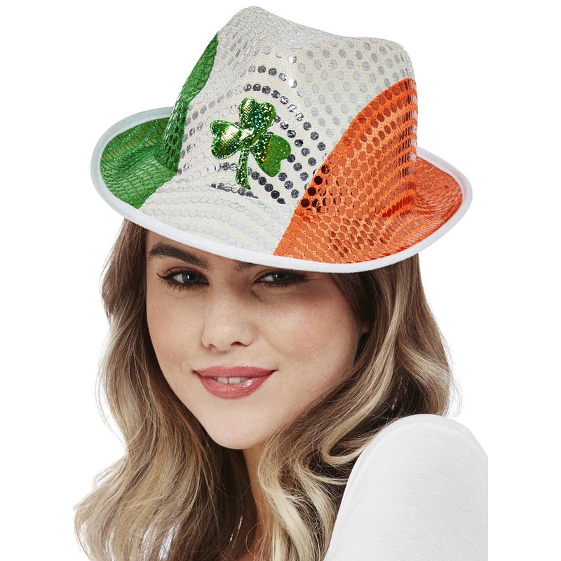 Irish Flag St Patrick’s Day Sequinned Trilby Costume Hat