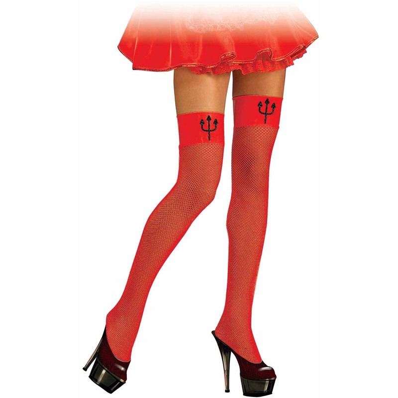 Sexy Devil Fishnet Thigh High Stockings Costume Accessory