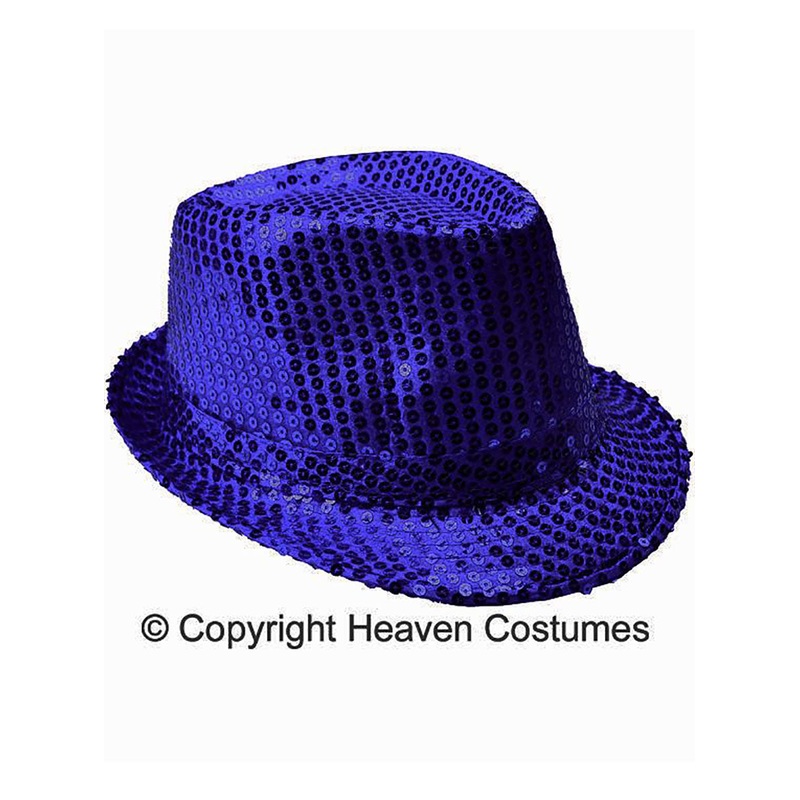 Sequined Blue Fedora Costume Hat