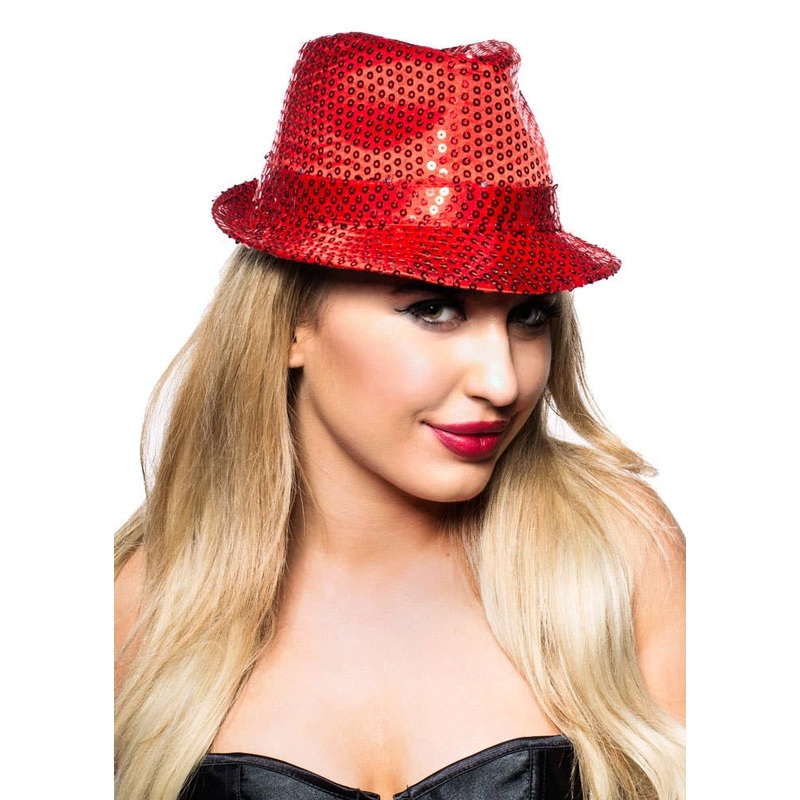 Sequined Red Gangster Fedora Hat