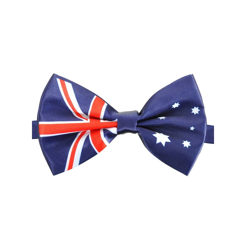 Adjustable Navy Blue Satin Australian Flag Bow Tie