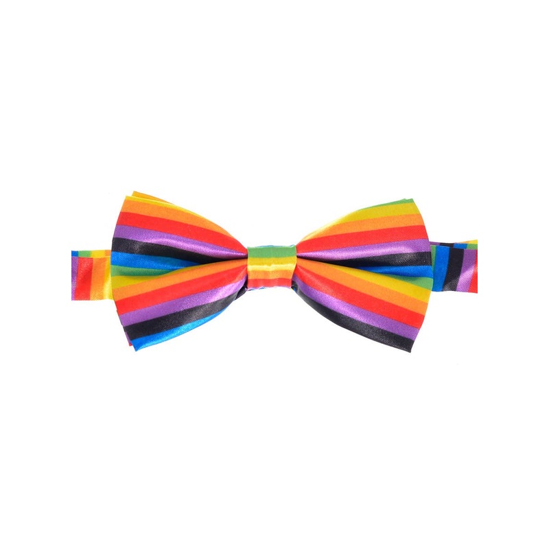 Adjustable Rainbow Striped Satin Costume Bow Tie
