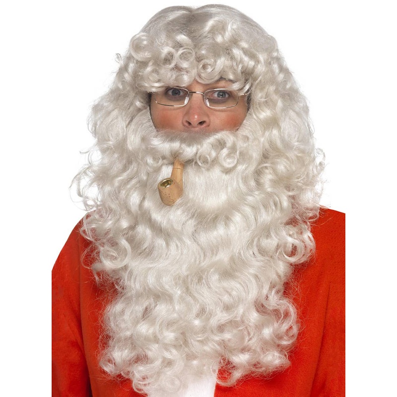 Curly Grey Santa Claus 4 Piece Christmas Costume Kit