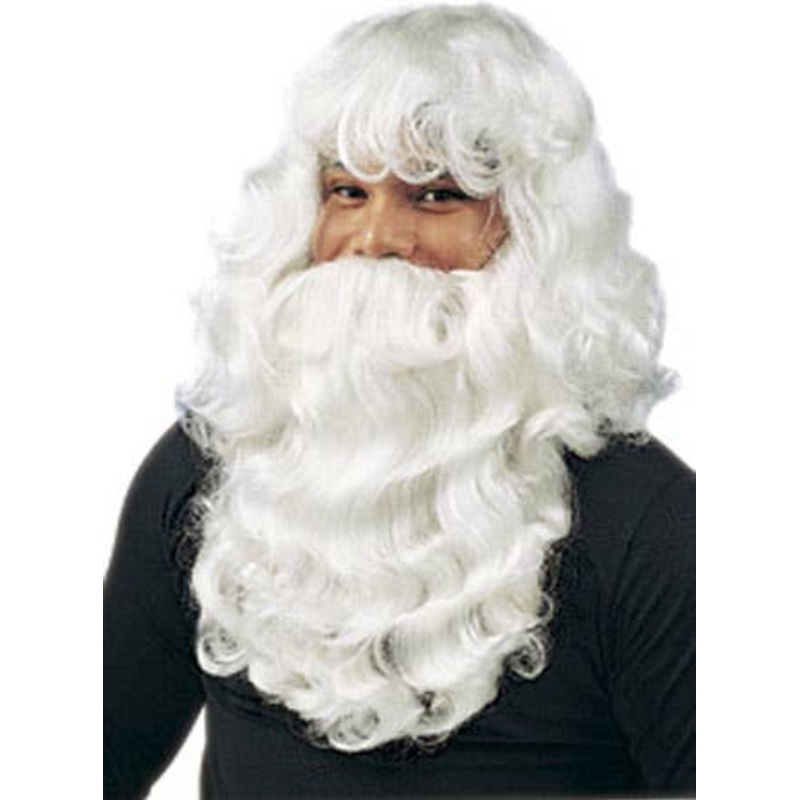 Deluxe Santa Claus White Costume Wig and Beard