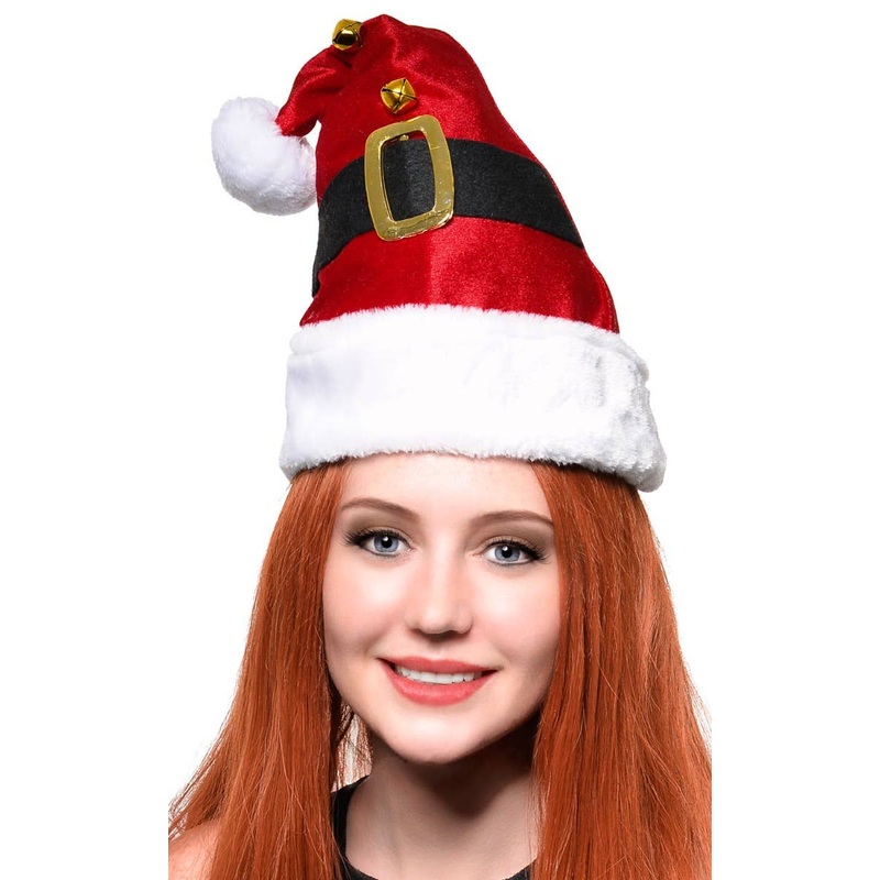 Santa Christmas Costume Hat with Buckle and Bells