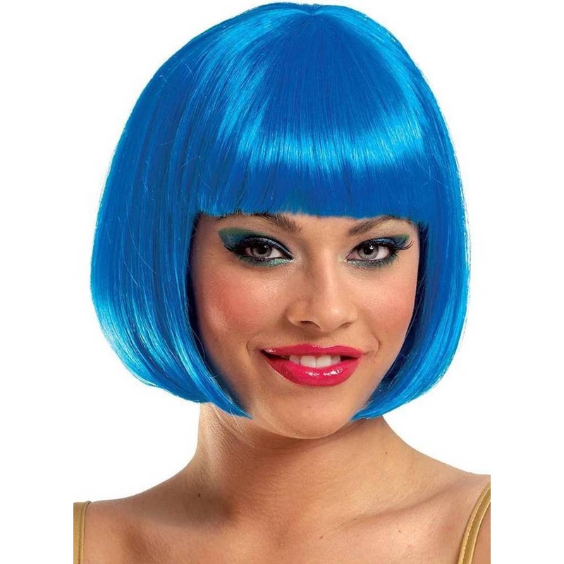 Sassy Short Bright Blue Bob Womens Costume Wig
