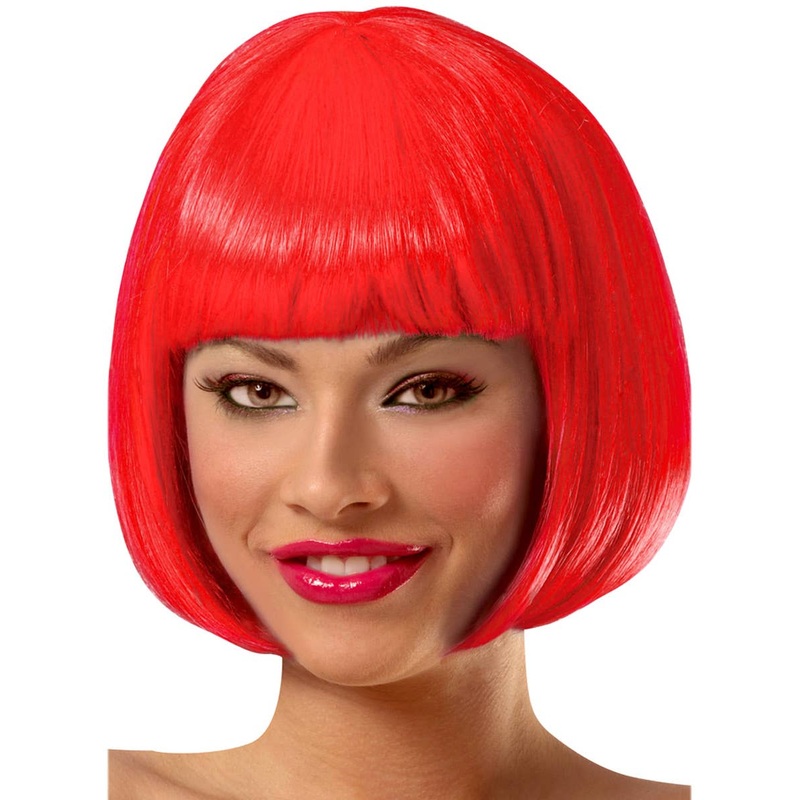 Sassy Short Bright Red Bob Womens Costume Wig