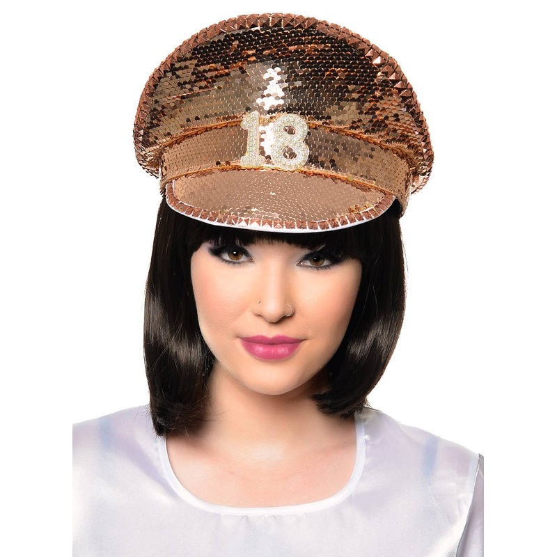 18th Birthday Deluxe Rose Gold Sequin Costume Hat