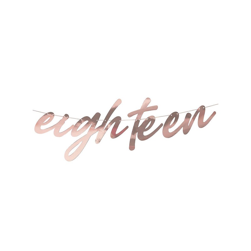 18th Birthday Rose Gold Foil Eighteen Banner Decoration