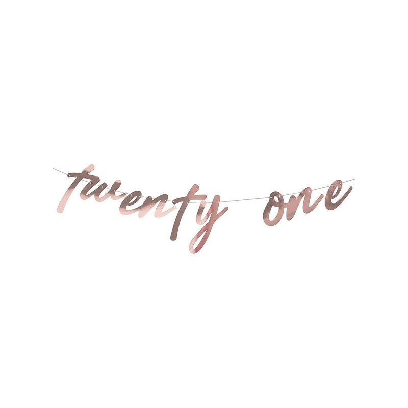 21st Birthday Rose Gold Twenty One Banner Decoration