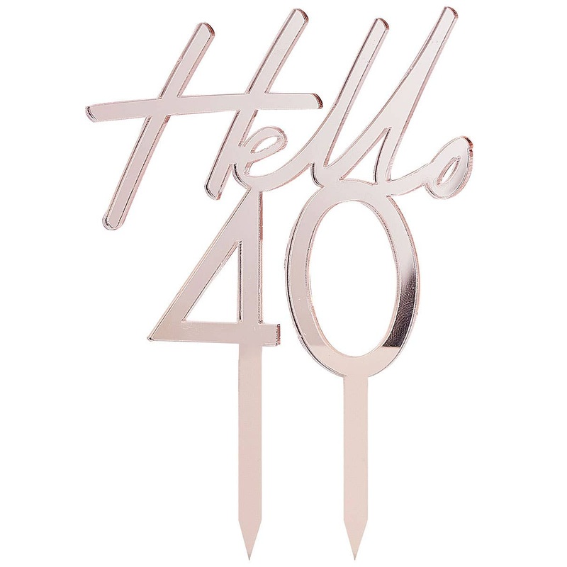 40th Birthday Rose Gold Hello 40 Cake Topper