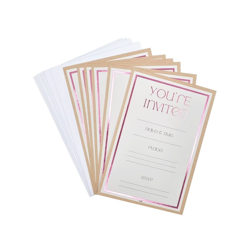 Rose Gold and White 6 Pack Party Invitations