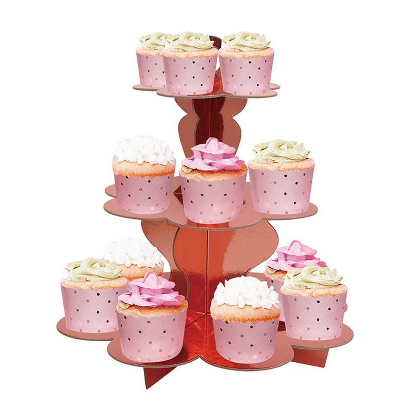 Rose Gold Metallic 3 Tier Cupcake Stand