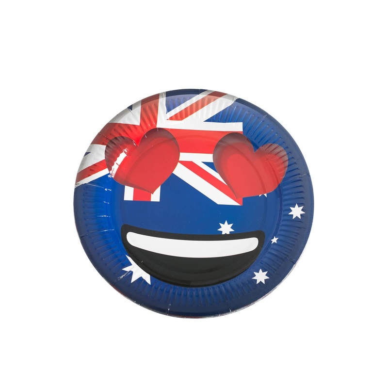 Round Heart Eyes Emoji Aussie Party Plates – 10 Pack