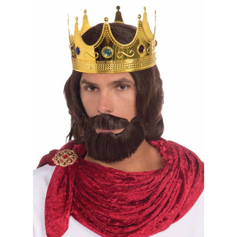 Royal King Mens Mid Length Brown Costume Wig and Beard