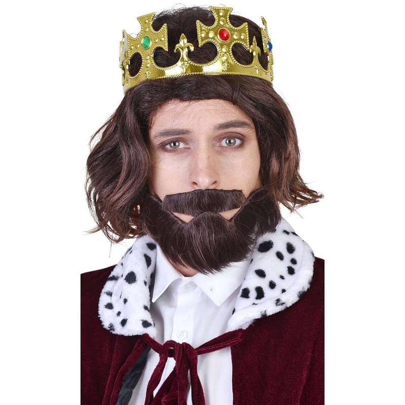Royal Richard Mens Brown Costume Wig, Beard and Moustache Set