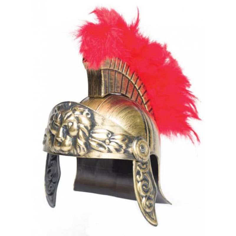 Valiant Gold Roman Gladiator Costume Helmet with Plume