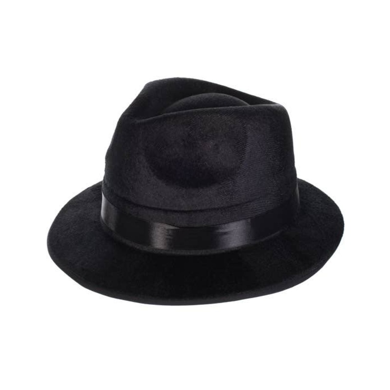 1920s Gangster Mens Black Fedora Hat