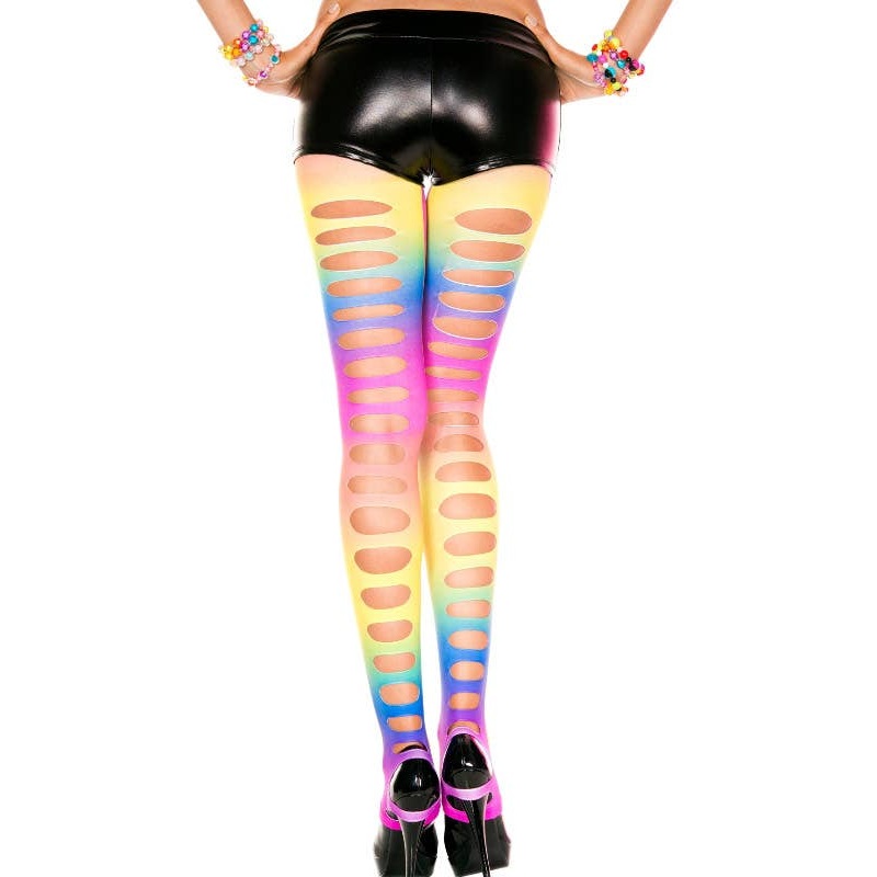 Ripped Rainbow Bright Footless Leggings