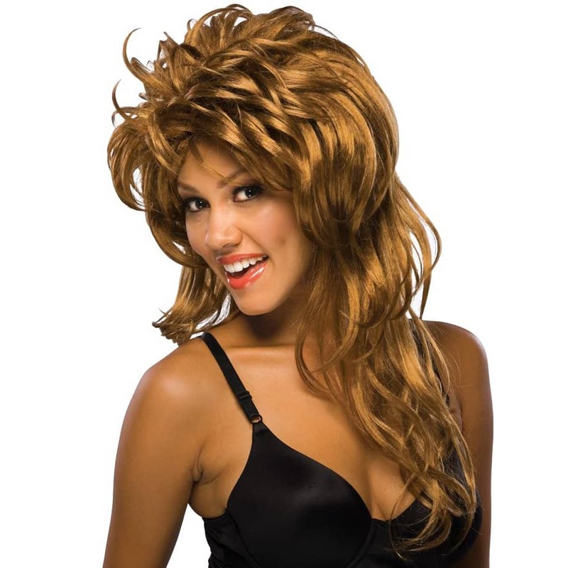 Rockin’ Diva Long Brown Mullet Womens Costume Wig