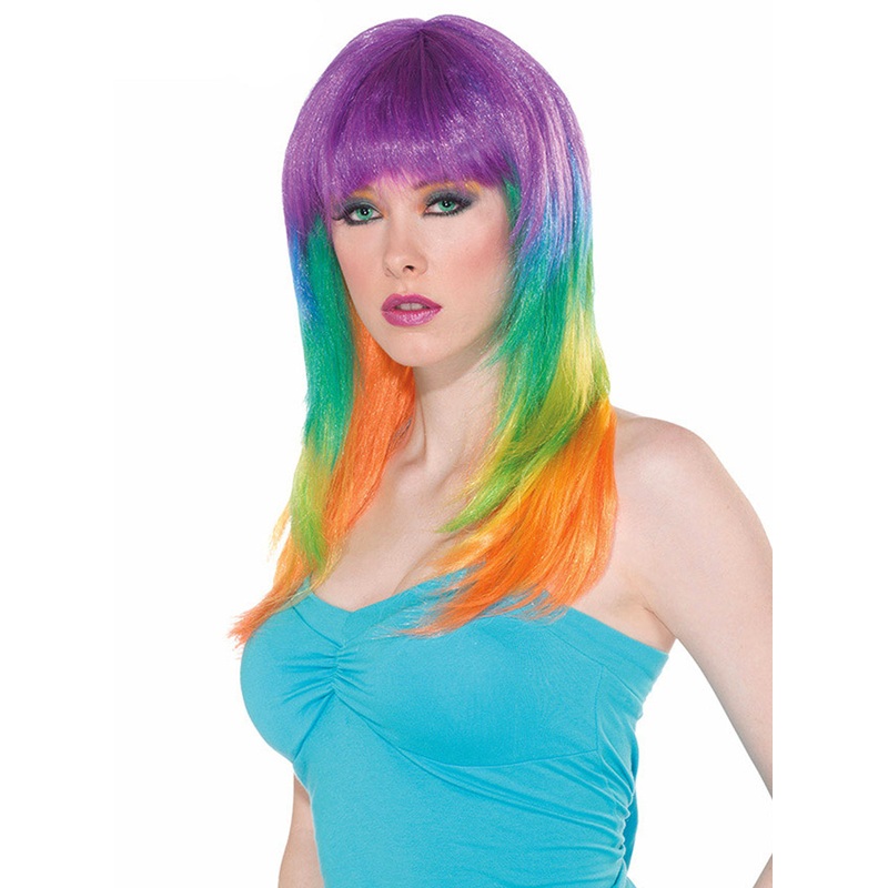 Club Candy Womens Layered Rainbow Costume Wig