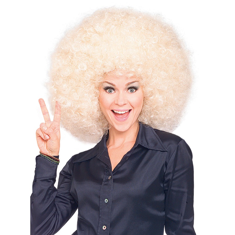 Giant Blonde Womens 70s Disco Costume Afro Wig