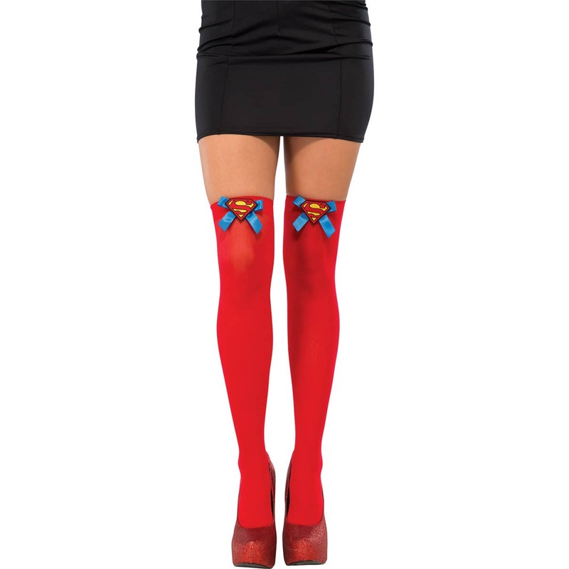 Thigh High Red Supergirl Womens Costume Stockings