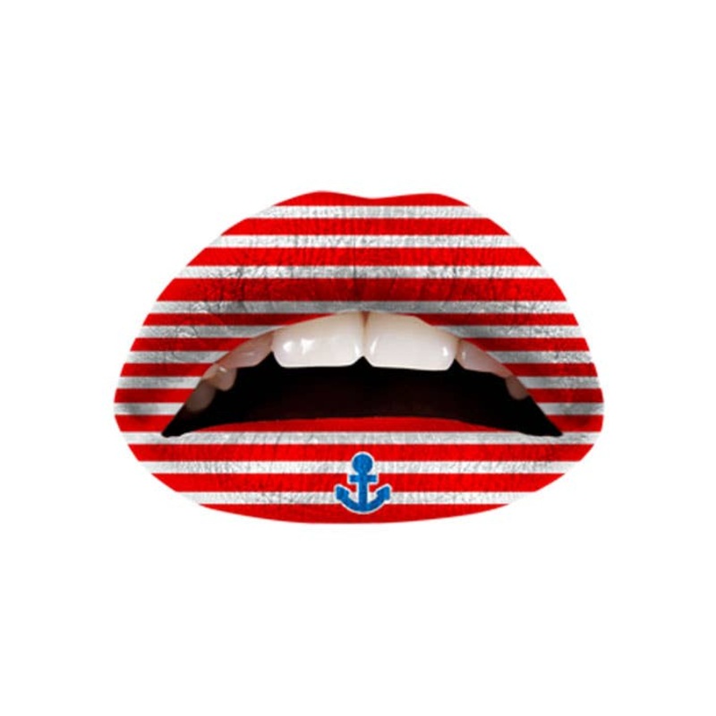 Violent Lips Red Sailor Stripes Temporary Lip Tattoos