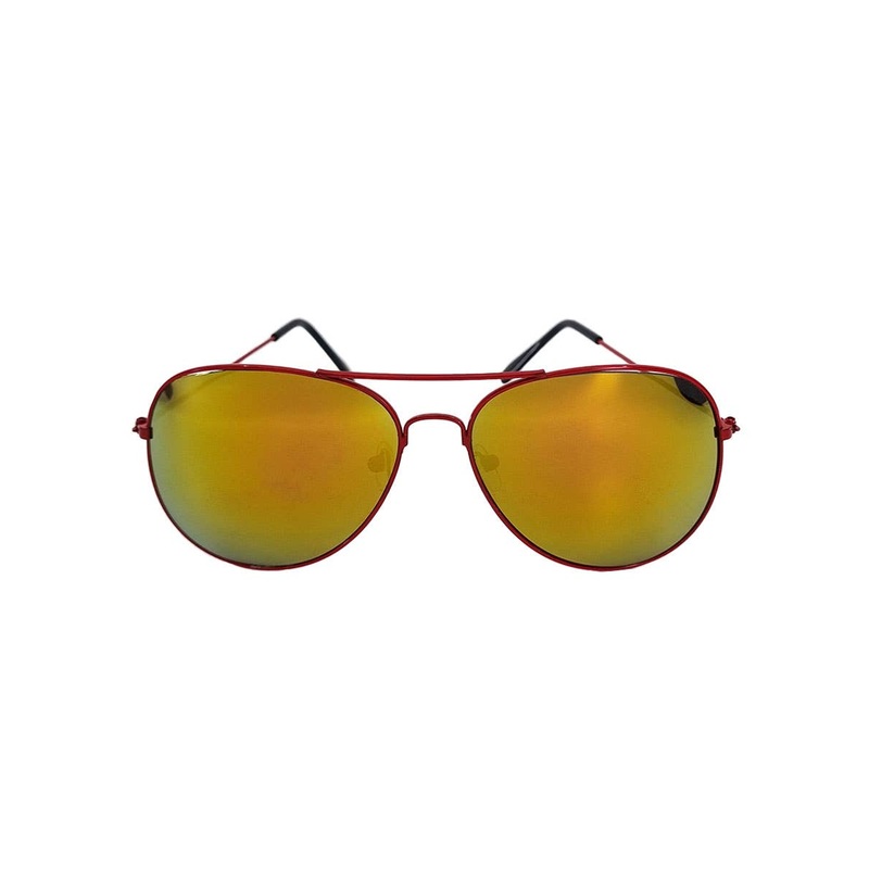 Aviator Red Metal Frame Costume Glasses