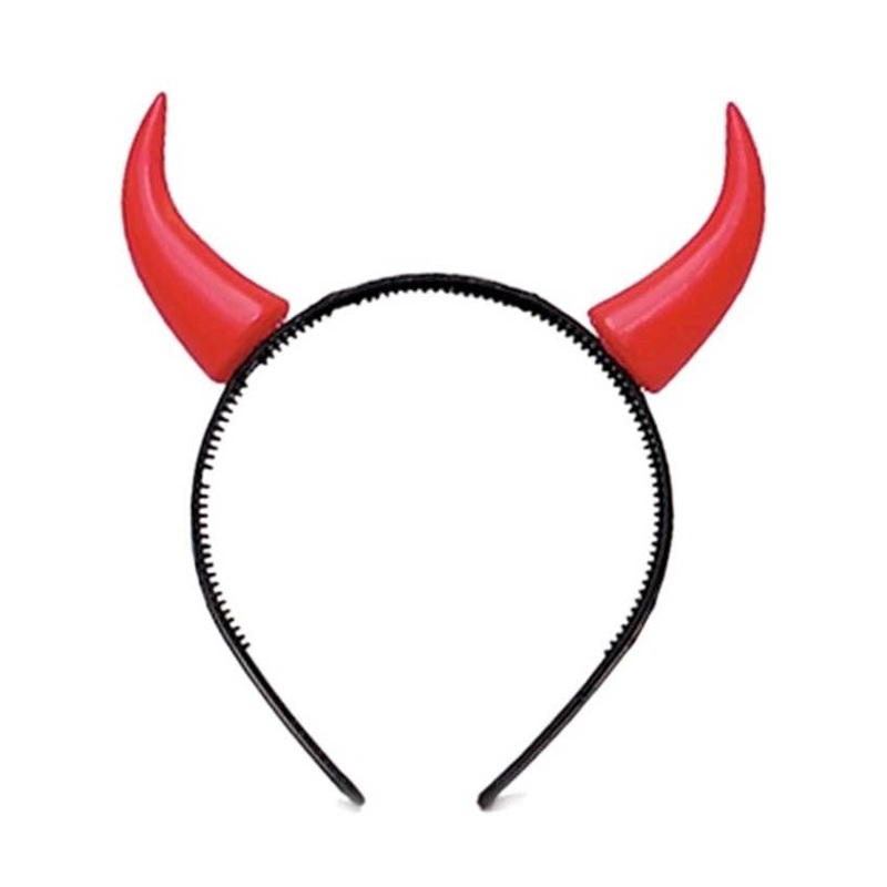 Basic Red Devil Horns on Headband Costume Accessory