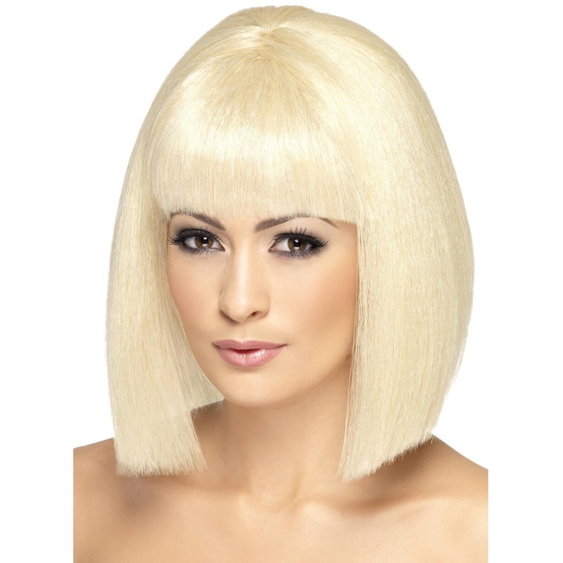 Coquette Womens Blonde Blunt Cut Costume Bob Wig