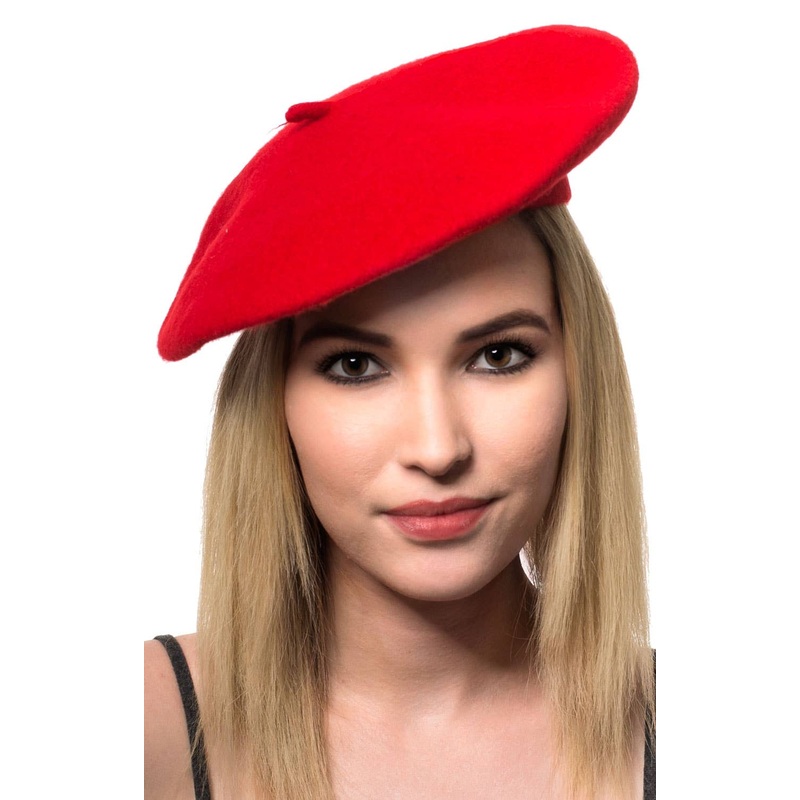 French Beret Adults Costume Hat in Red