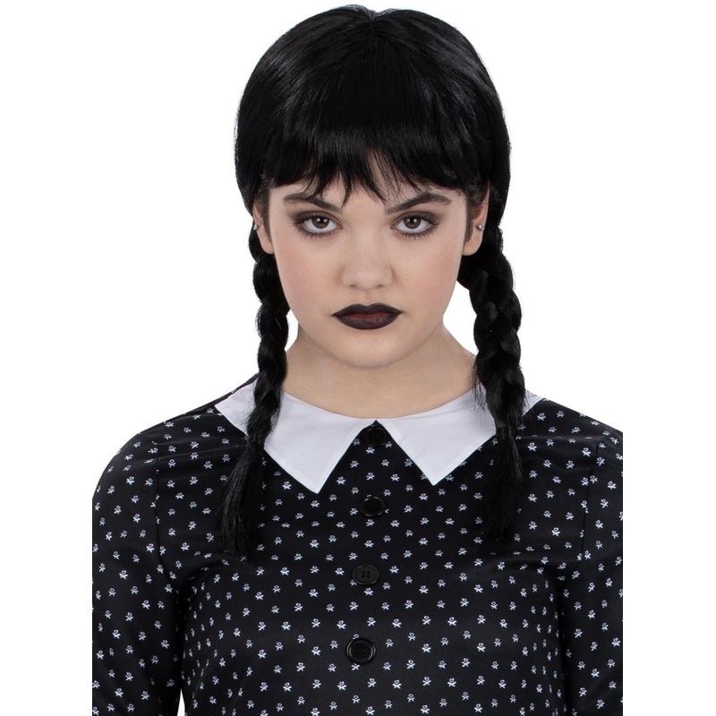 Gothic Schoolgirl Girls Wednesday Costume Wig