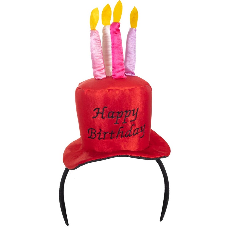 Happy Birthday Red Cake on Headband Costume Accessory