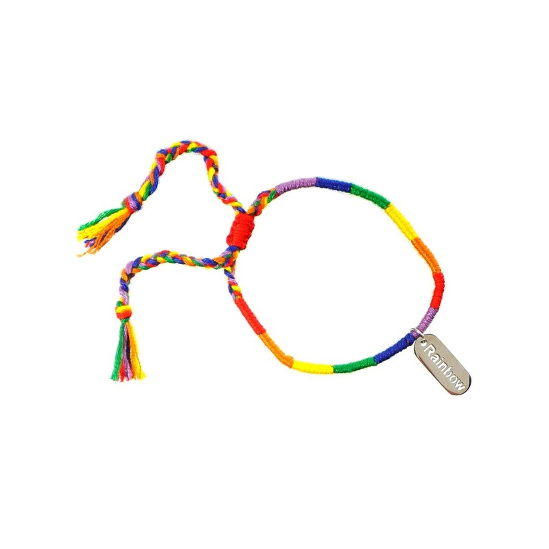 Adjustable Rainbow Thread Mardi Gras Bracelet