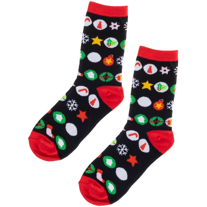 Baubles Black and Red Christmas Socks