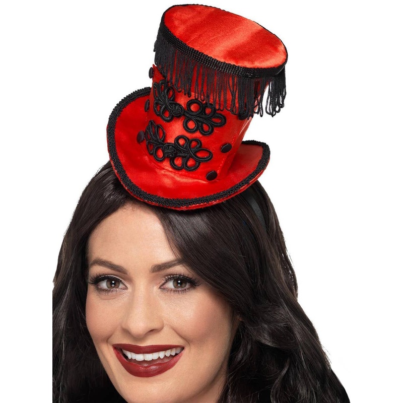 Mini Red and Black Ringmaster Costume Top Hat