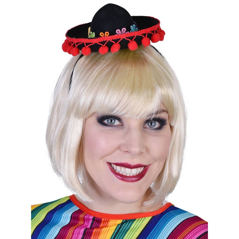 Mini Red and Black Sombrero Costume Hat on Headband