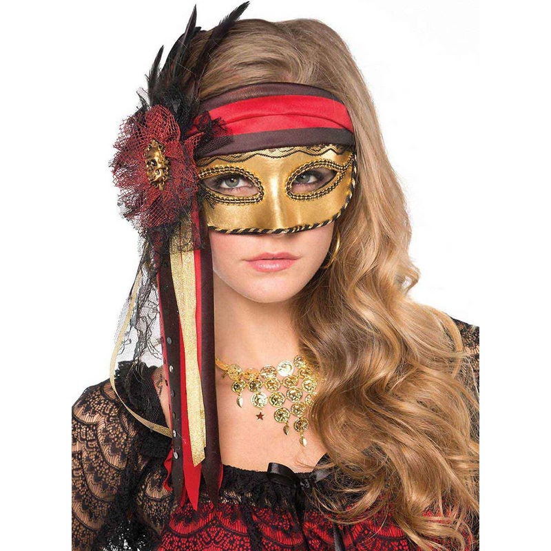 Pirate Red and Gold Masquerade Mask