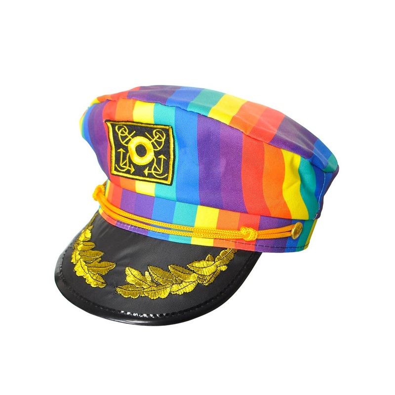 Rainbow Striped Mardi Gras Captain Costume Hat