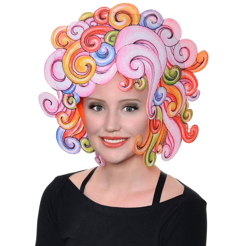 Rainbow Swirls 2D Cartoon Style Costume Wig