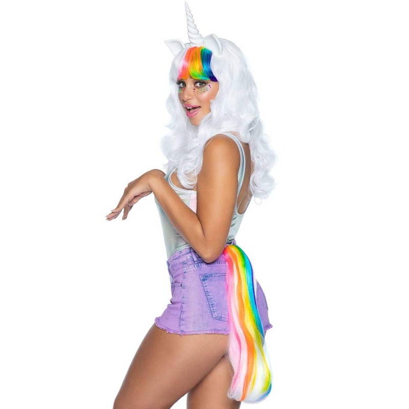 Rainbow Unicorn Wig and Tail Accessory Set