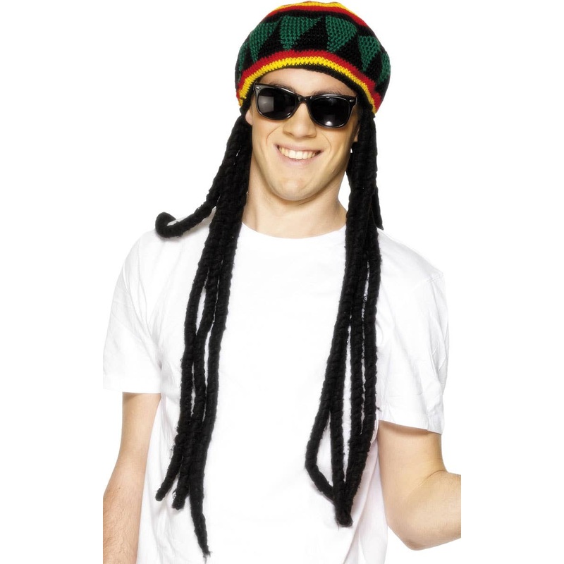 Rasta Beret and Dreadlocks Adults Costume Wig and Hat