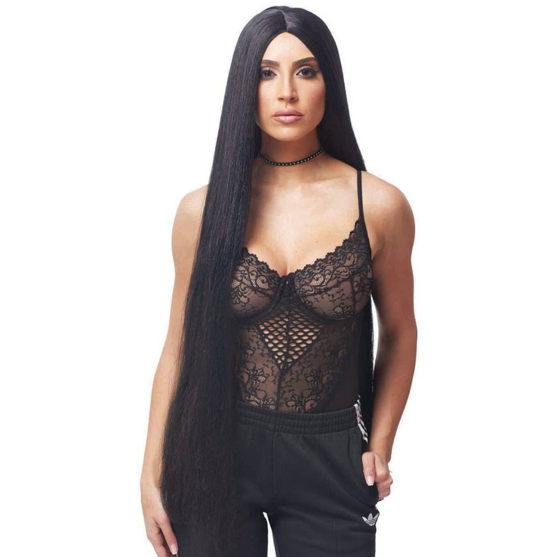 Reality Show Super Star Womens Long Black Costume Wig