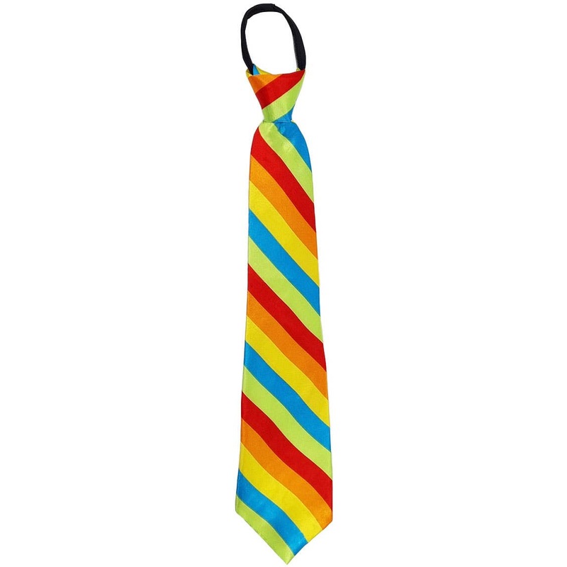 Zip Up Rainbow Satin Neck Tie Costume Accessory